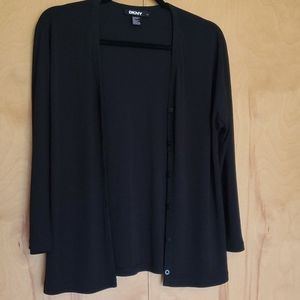 DKNY Black Cardigan Sweater 3/4 Length Sleeve